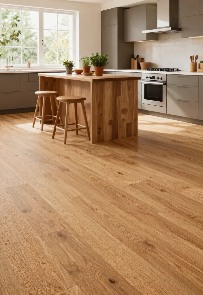 15 Farmhouse Vinyl Plank Flooring Ideas That Look Like Real Wood - 10. Eco-Friendly Cork 1