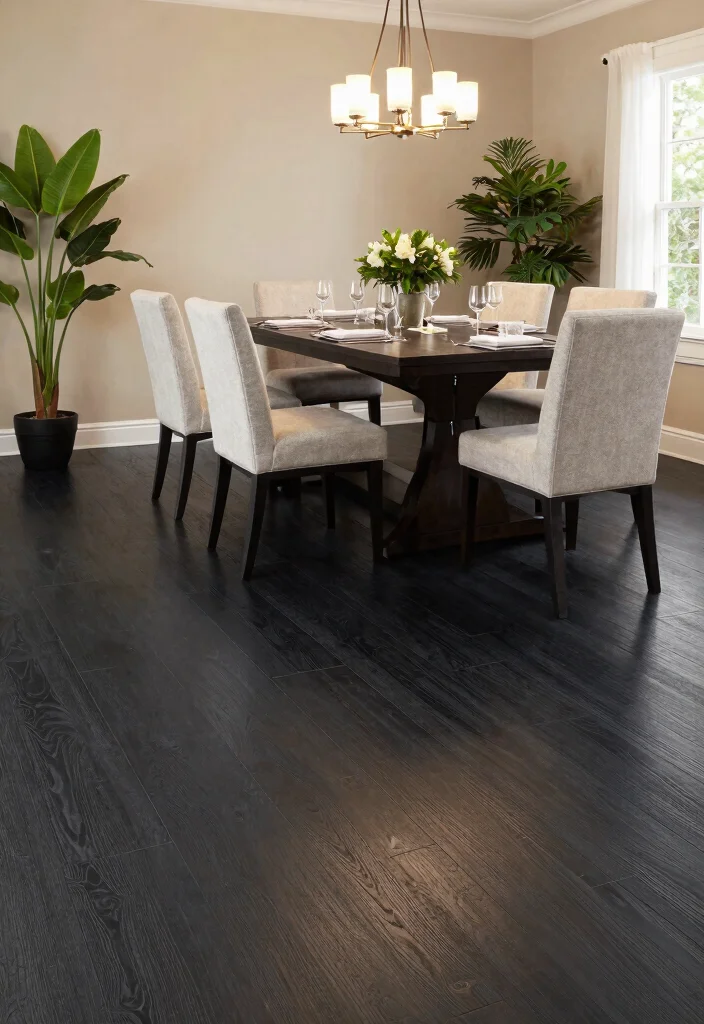 15 Farmhouse Vinyl Plank Flooring Ideas That Look Like Real Wood - 11. Sleek Black Walnut 1