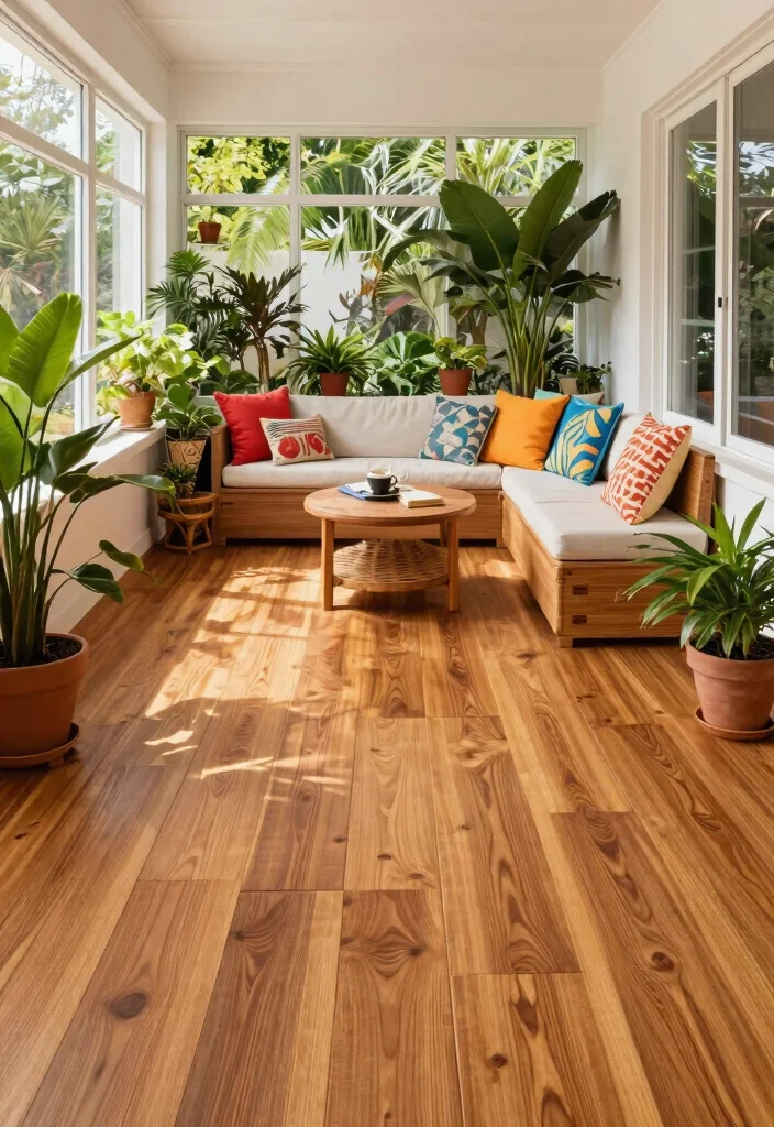 15 Farmhouse Vinyl Plank Flooring Ideas That Look Like Real Wood - 12. Mediterranean-Inspired Teak 1