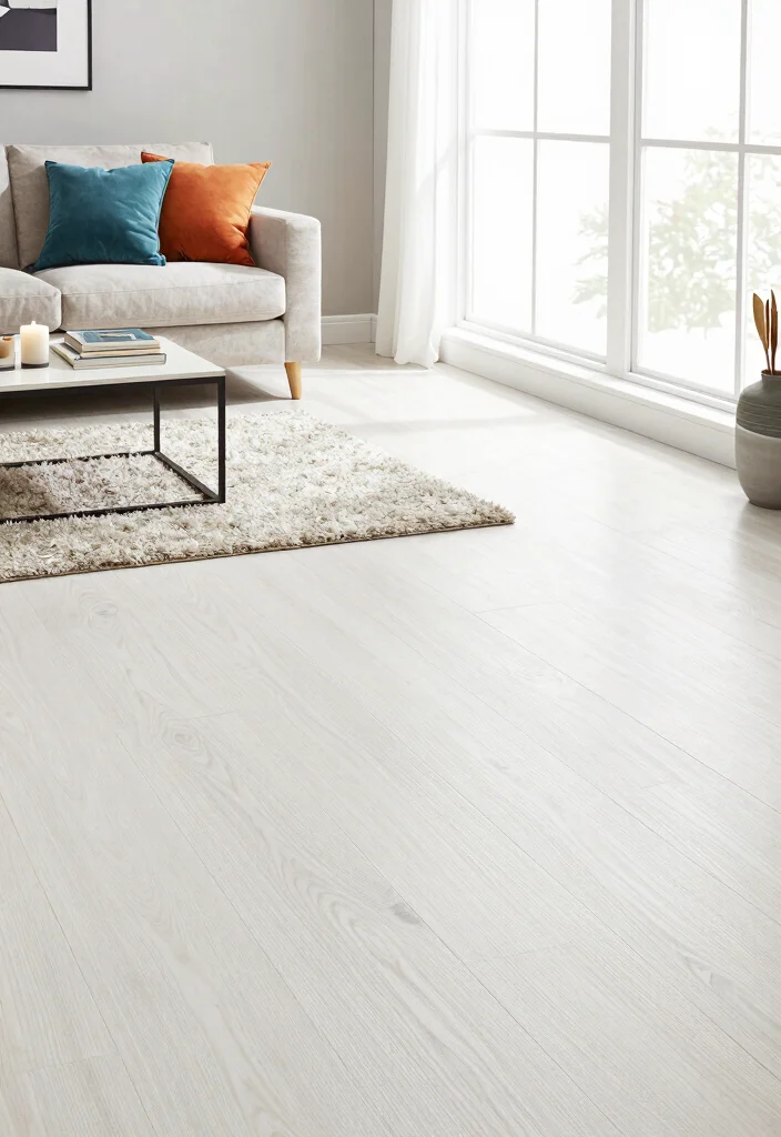 15 Farmhouse Vinyl Plank Flooring Ideas That Look Like Real Wood - 13. Sleek Whitewashed Pine 1