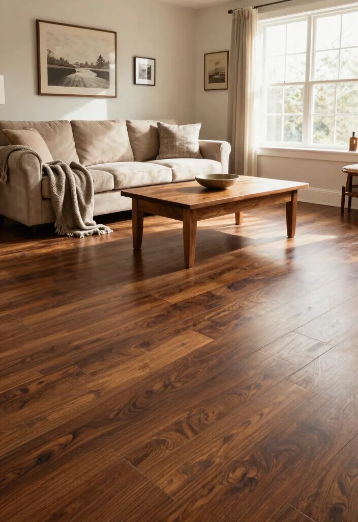 15 Farmhouse Vinyl Plank Flooring Ideas That Look Like Real Wood - 14. Rustic Brown Cherry 1