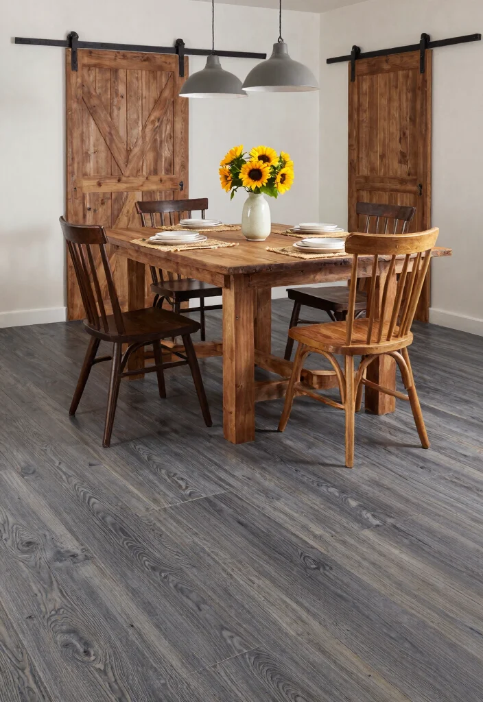 15 Farmhouse Vinyl Plank Flooring Ideas That Look Like Real Wood - 2. Distressed Barnwood Look 1