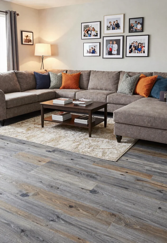 15 Farmhouse Vinyl Plank Flooring Ideas That Look Like Real Wood - 4. Gray Rustic Planks 1