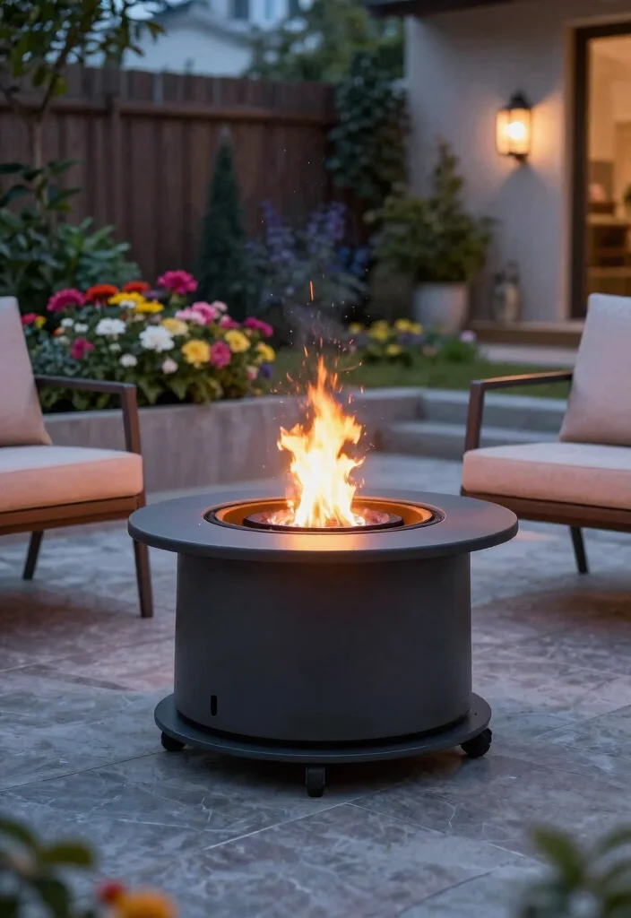 15 Fire Pit Backyard Ideas for Small Yards and Tight Budgets - 11. Portable Fire Pit on Wheels 1