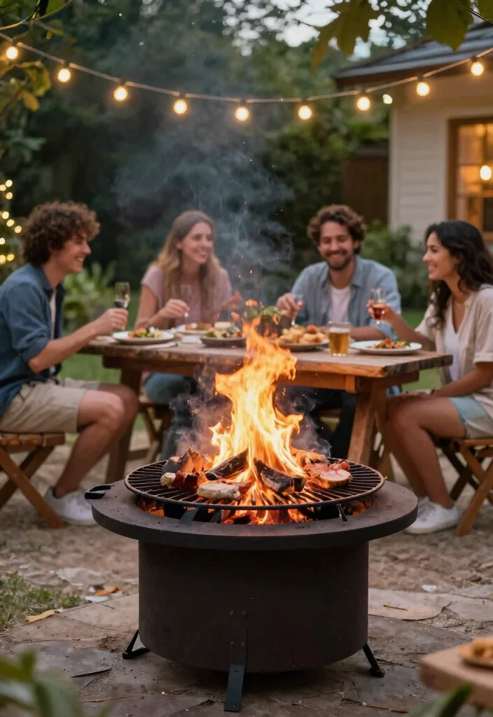 15 Fire Pit Backyard Ideas for Small Yards and Tight Budgets - 12. Fire Pit with a Grill Grate 1