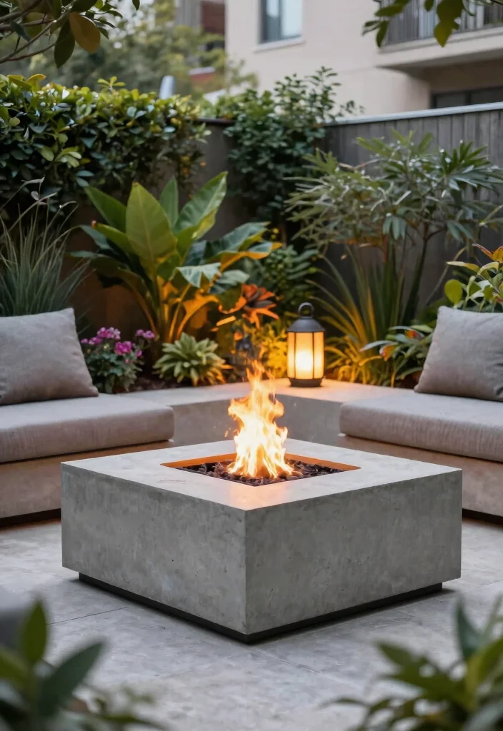 15 Fire Pit Backyard Ideas for Small Yards and Tight Budgets - 14. Concrete Fire Pit 1