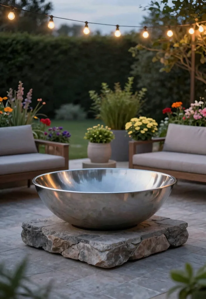 15 Fire Pit Backyard Ideas for Small Yards and Tight Budgets - 2. Modern Metal Fire Bowl 1