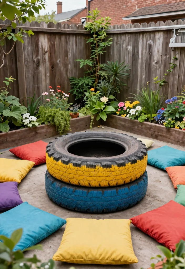 15 Fire Pit Backyard Ideas for Small Yards and Tight Budgets - 4. Upcycled Tire Fire Pit 1
