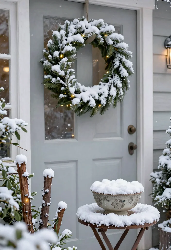 15 Simple Outdoor Christmas Decor Ideas That Set Up in Minutes - 10. Snowy Accents 1
