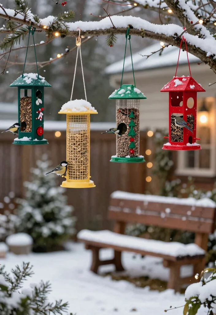 15 Simple Outdoor Christmas Decor Ideas That Set Up in Minutes - 13. Christmas Themed Bird Feeders 1