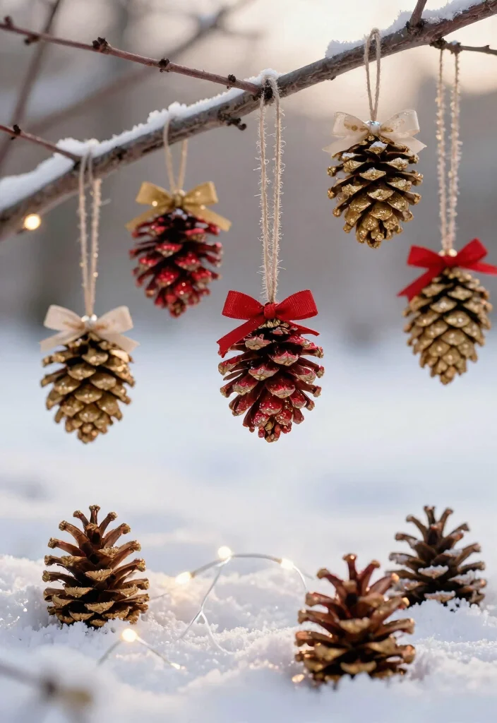 15 Simple Outdoor Christmas Decor Ideas That Set Up in Minutes - 2. DIY Pinecone Ornaments 1