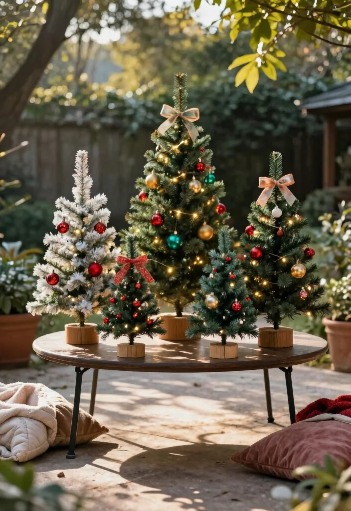 15 Simple Outdoor Christmas Decor Ideas That Set Up in Minutes - 6. Mini Christmas Trees 1