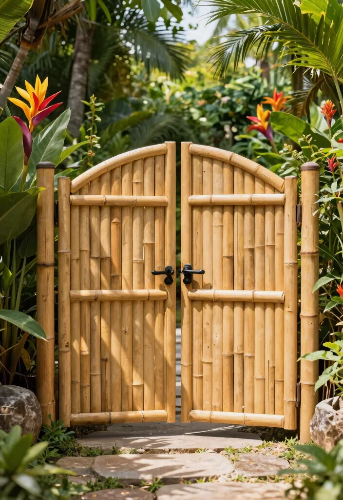 15 Wood Fence Gate Ideas That Stay Square and Don't Sag Over Time - 12. Eco-Friendly Bamboo Gate 1