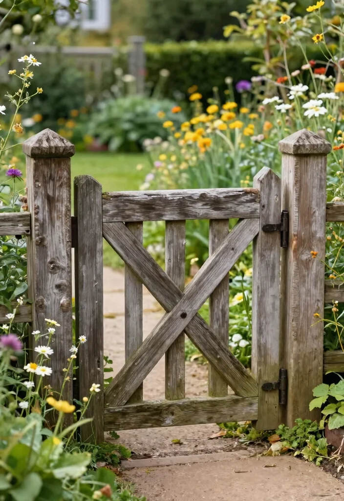 15 Wood Fence Gate Ideas That Stay Square and Don't Sag Over Time - 13. Vintage Gate with Reclaimed Wood 1