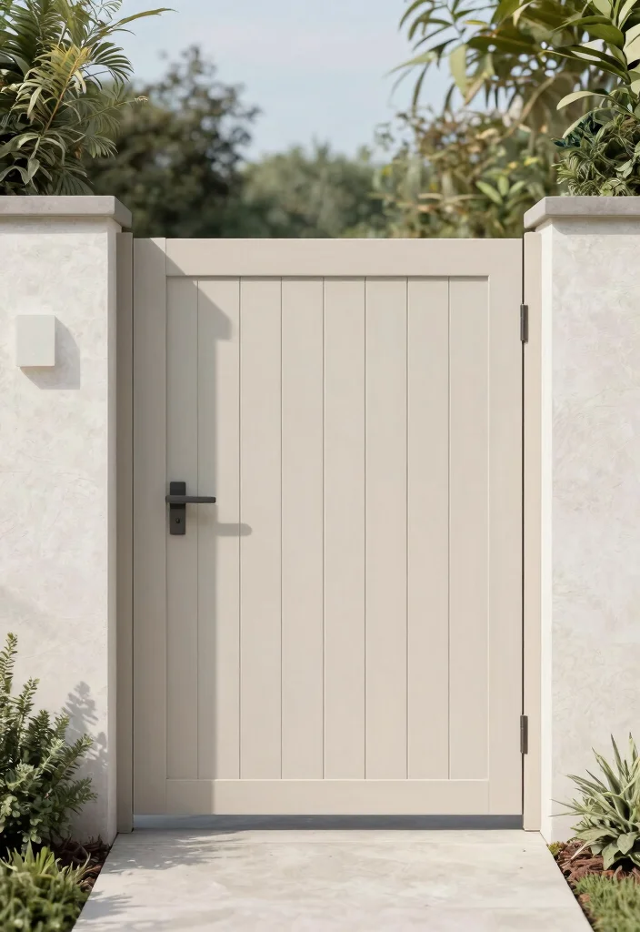 15 Wood Fence Gate Ideas That Stay Square and Don't Sag Over Time - 15. Minimalist Panel Gate 1