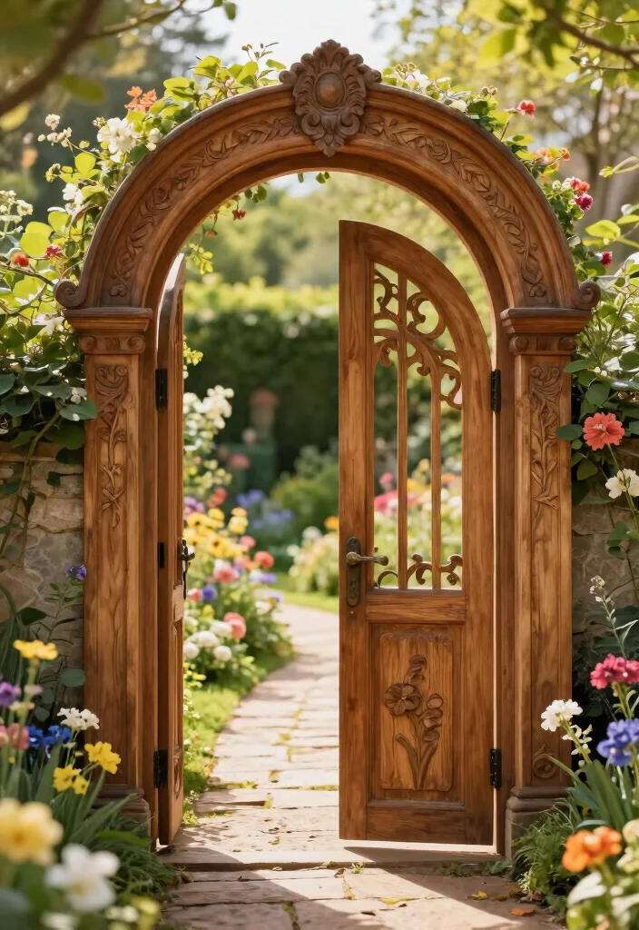 15 Wood Fence Gate Ideas That Stay Square and Don't Sag Over Time - 4. Arch-Topped Gate 1