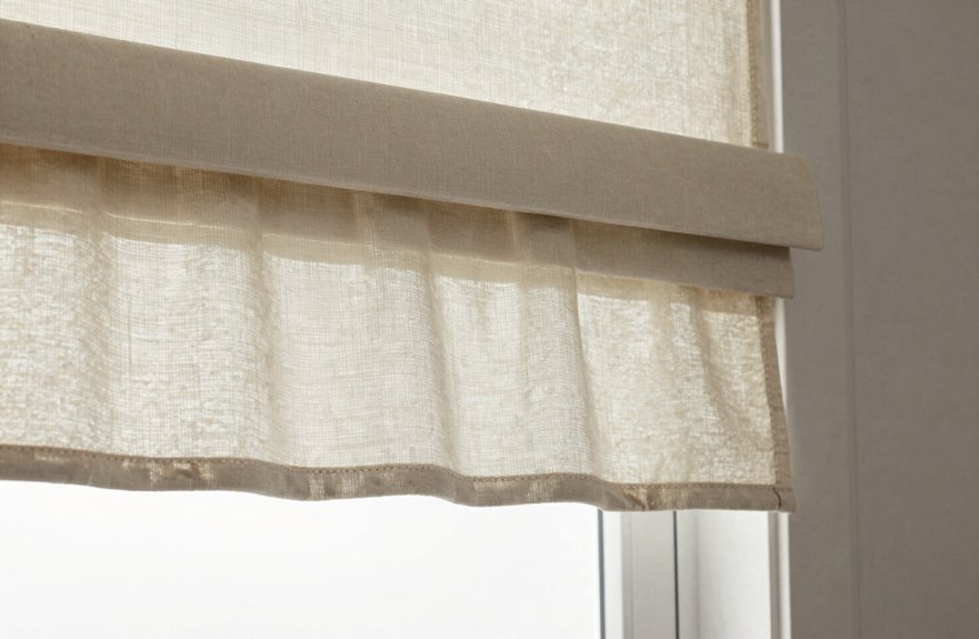 layered short curtains with blinds