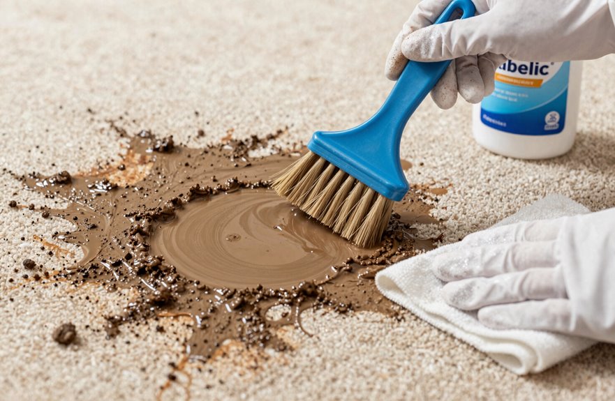 mud cleaning by carpet type and cleaner ratios
