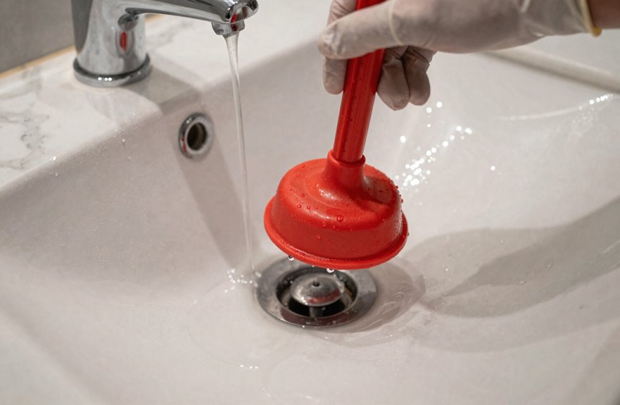 5 Ways to Fix a Stopped Up Bathroom Sink 1 plunger pressure clears bathroom sink