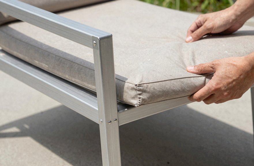 removing cushions debris prepping frame gently