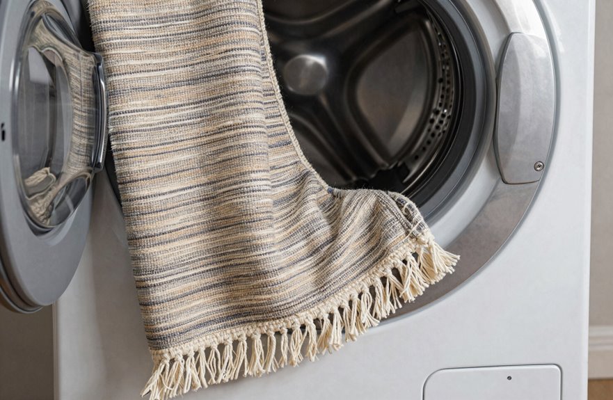 rug in washer risks damage