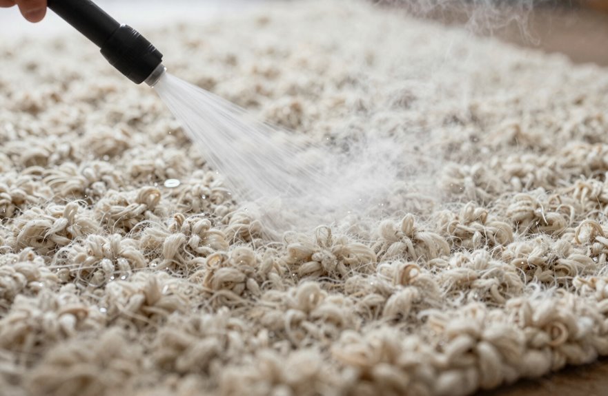How to Clean a Wool Rug in 7 Simple Steps 2 soak wool rug with cool mist