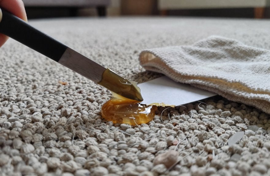 7 Steps to Get Dried Glue Out of Carpet 2 softened glue lifted with knife and bag