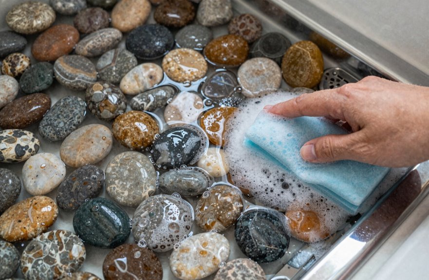 7 Steps to Clean Your Pebble Shower Floor 3 sweeps then applies ph cleaner