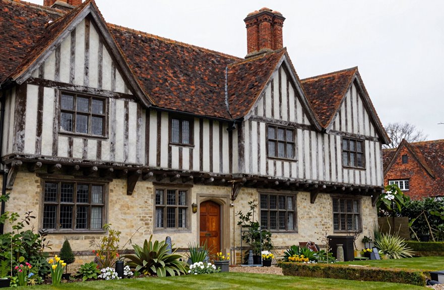 tudor style timbered steep roofed elegance