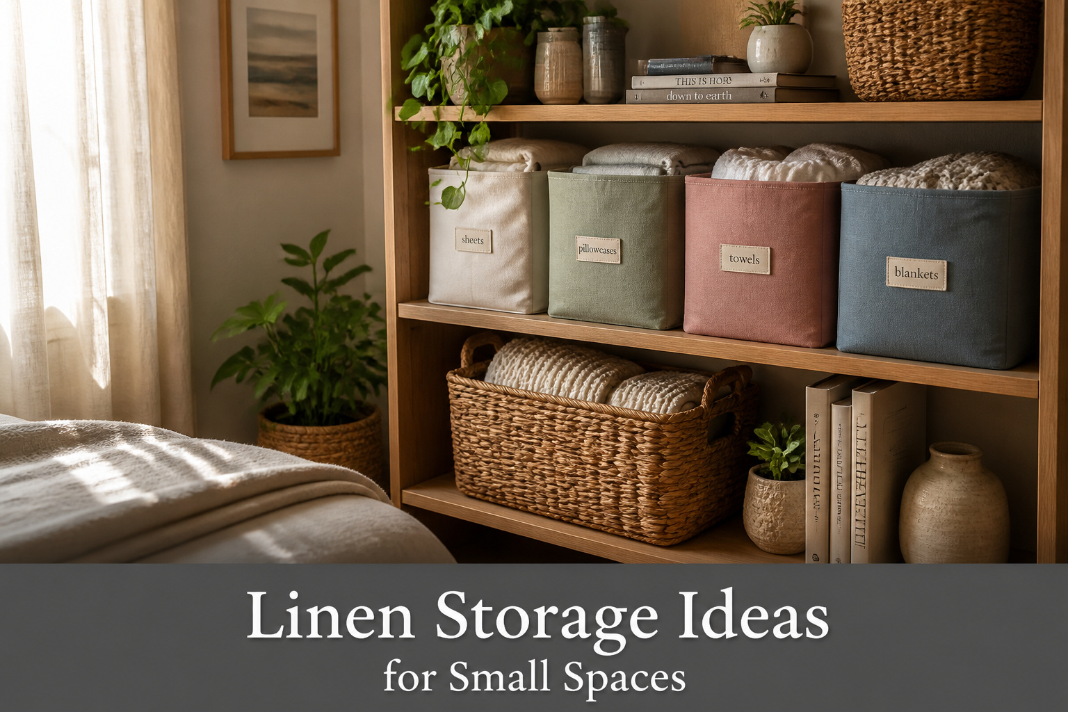 A collection of various linen storage solutions arranged aesthetically.