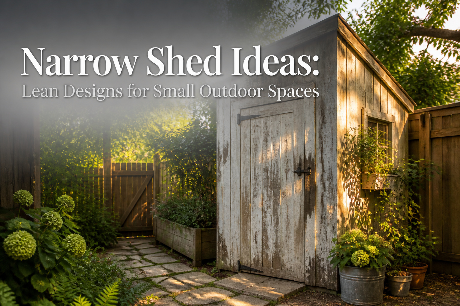 A collection of narrow shed designs in various styles.